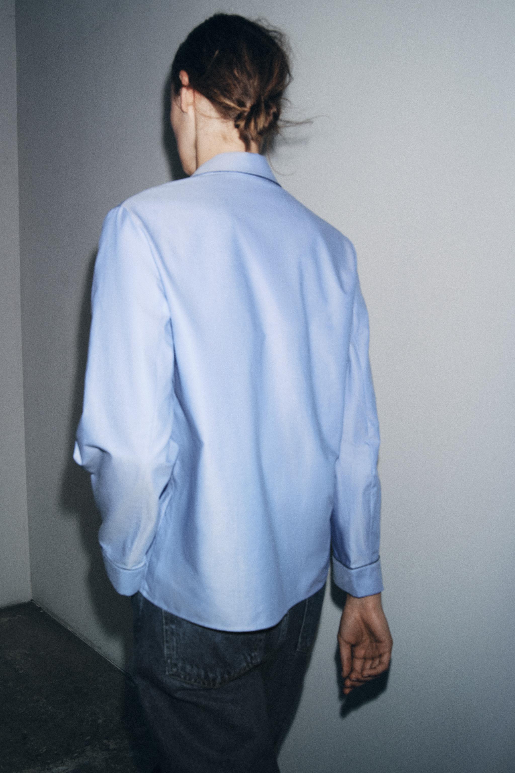 ZW COLLECTION CONTRAST PIPING WRAP SHIRT