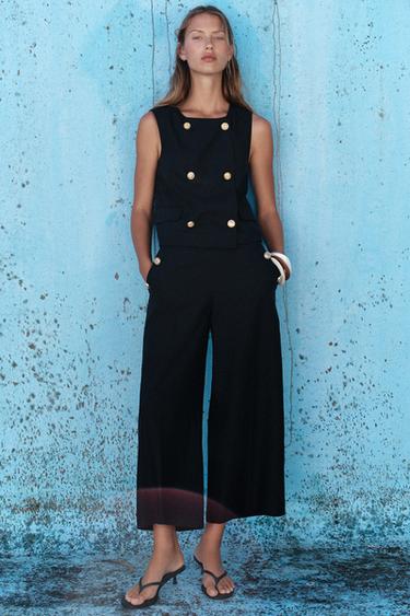 BUTTONED CULOTTES - Navy blue by Zara