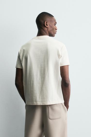 T-SHIRT WITH RAISED TEXT - Oyster-white by Zara - Image 2