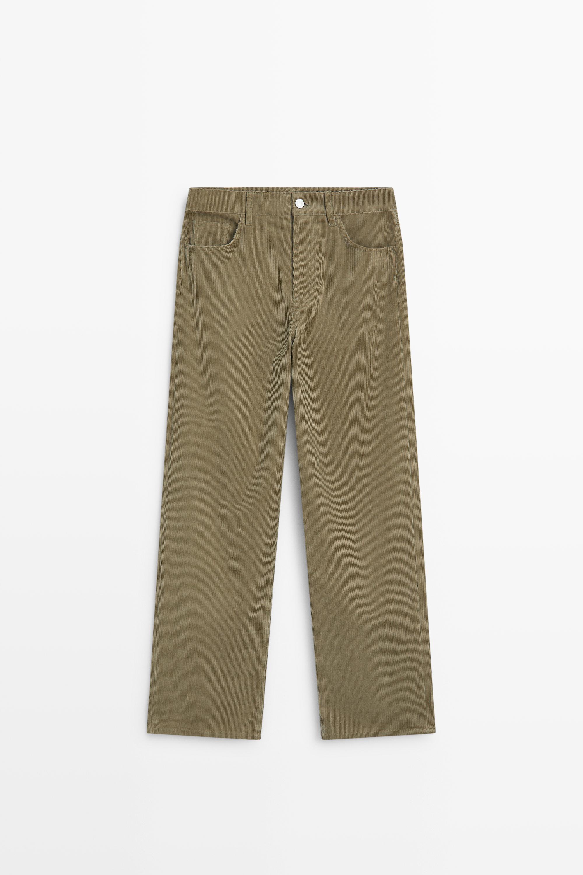 Mid-waist loose fit corduroy pants