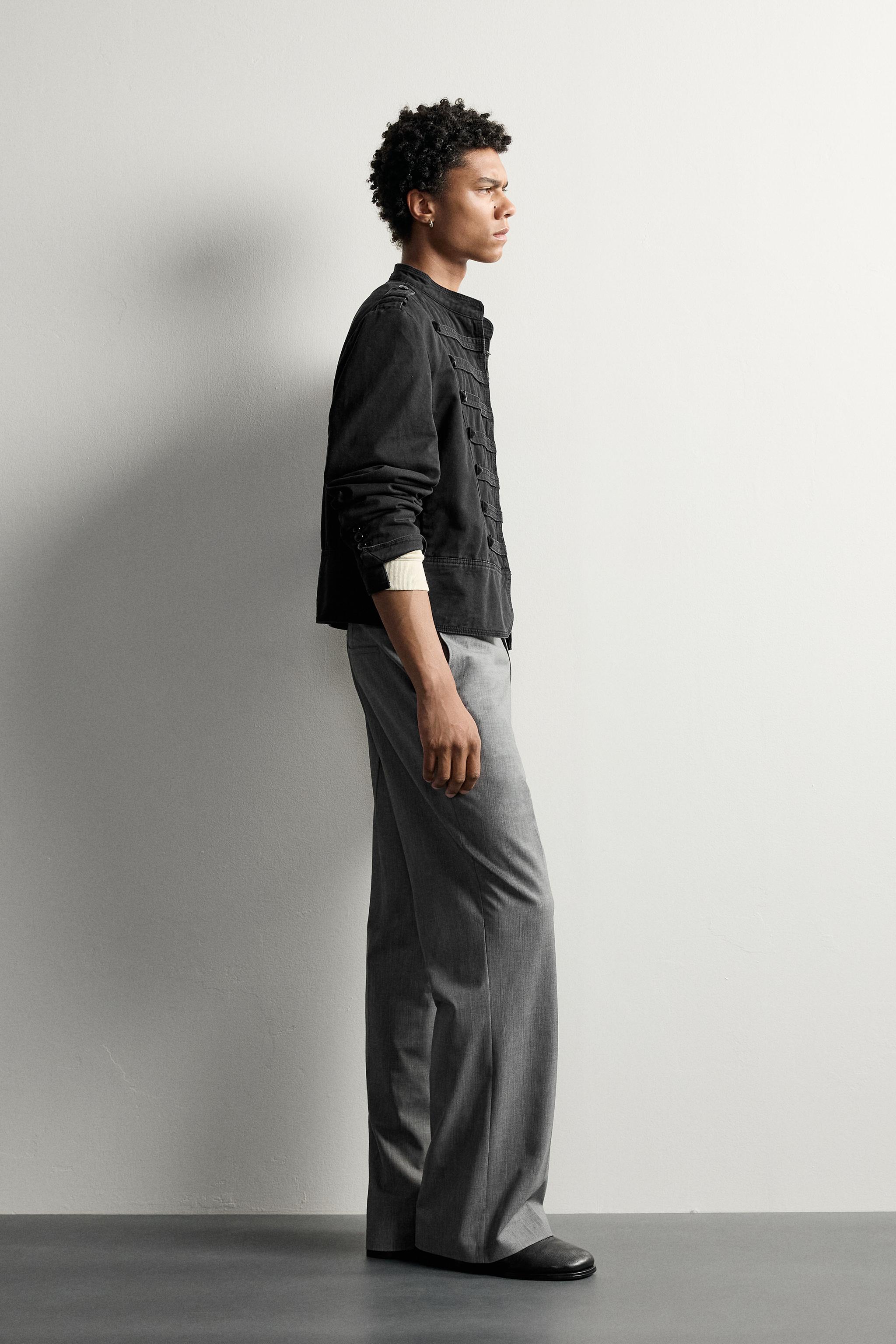 Мужские куртки Zara CROPPED FIT SHOULDER TAB JACKET — фото 4
