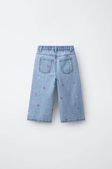 EMBROIDERED CULOTTE JEANS - Blue by Zara - Image 1