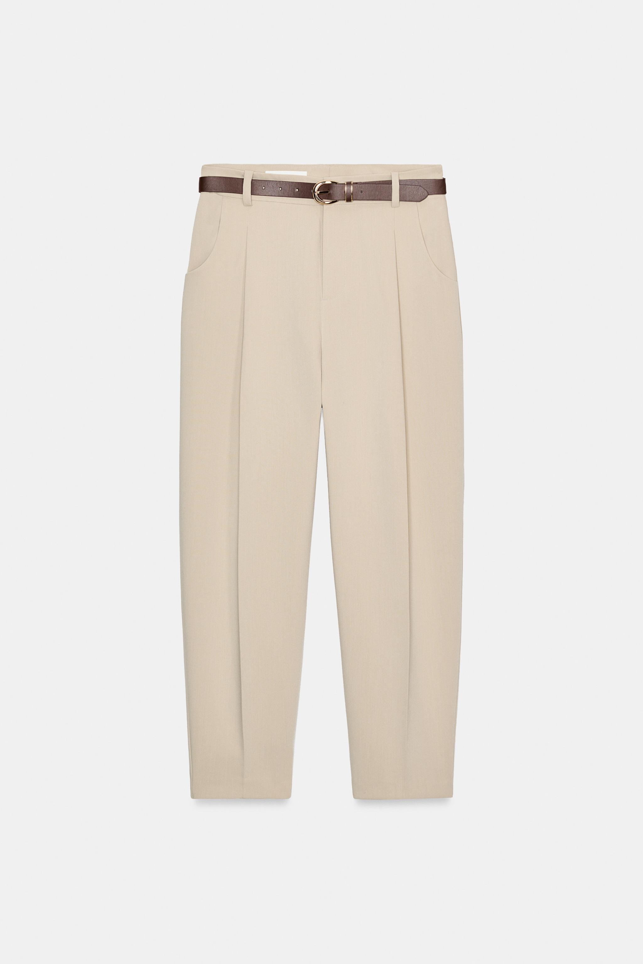 BELTED PLEATED PANTS