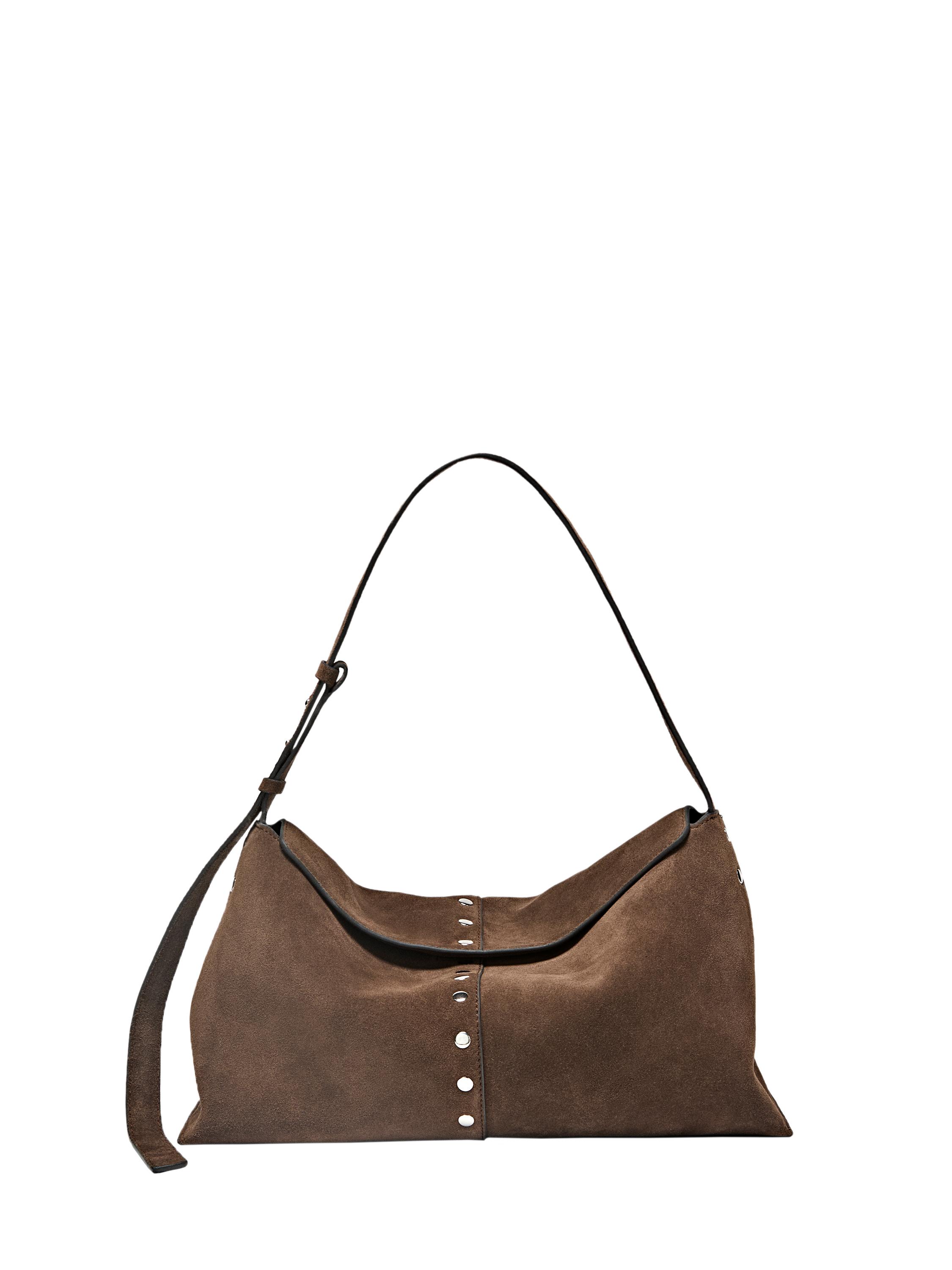 Split suede leather bucket bag