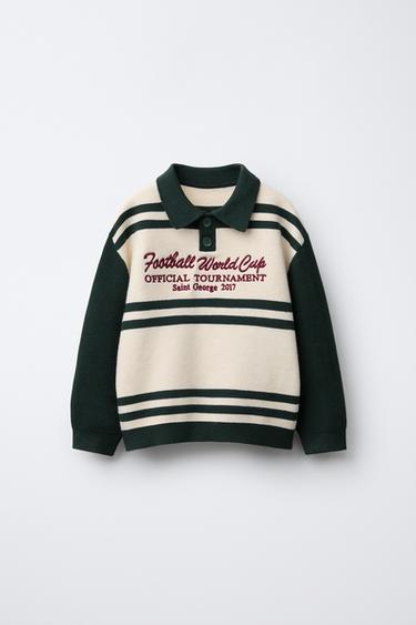 VARSITY KNIT POLO SHIRT - Dark green by Zara