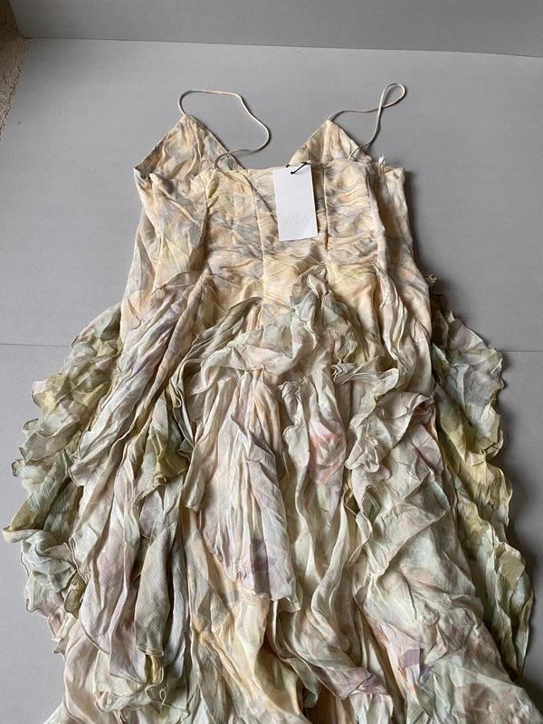 ZARA PREMIUM FASHION SUMMER SUNDRESS ASYMMETRIC RUFFLE DRESS XL - Image 2