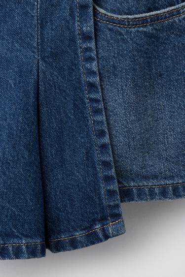 PLEATED DENIM BERMUDA SKIRT - Blue by Zara - Image 3