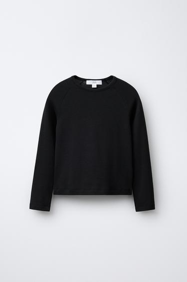RAGLAN SLEEVE T-SHIRT WITH MODAL - Dark anthracite by Zara