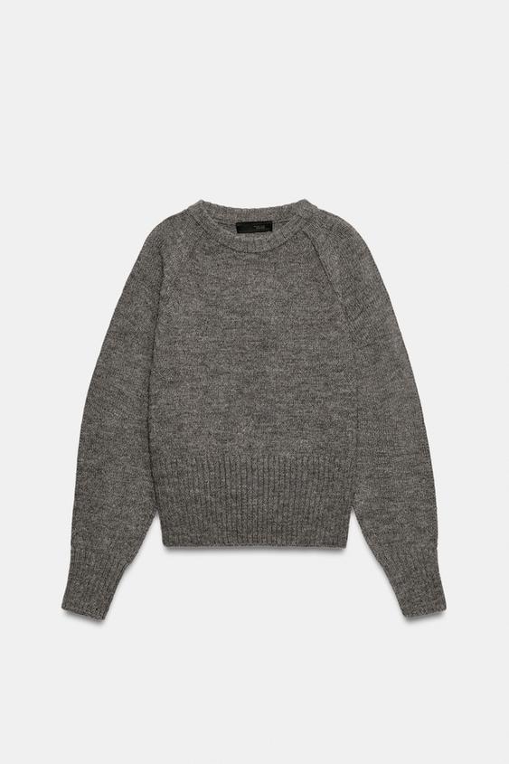 PULL EN MAILLE À COUTURES MARQUÉES AUX ÉPAULES - Marron / Taupe de Zara - Image 4
