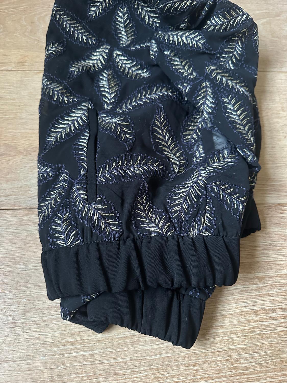 BLACK SHEER BOMBER JACKET WITH GOLD LEAF EMBROIDERY - Image 7