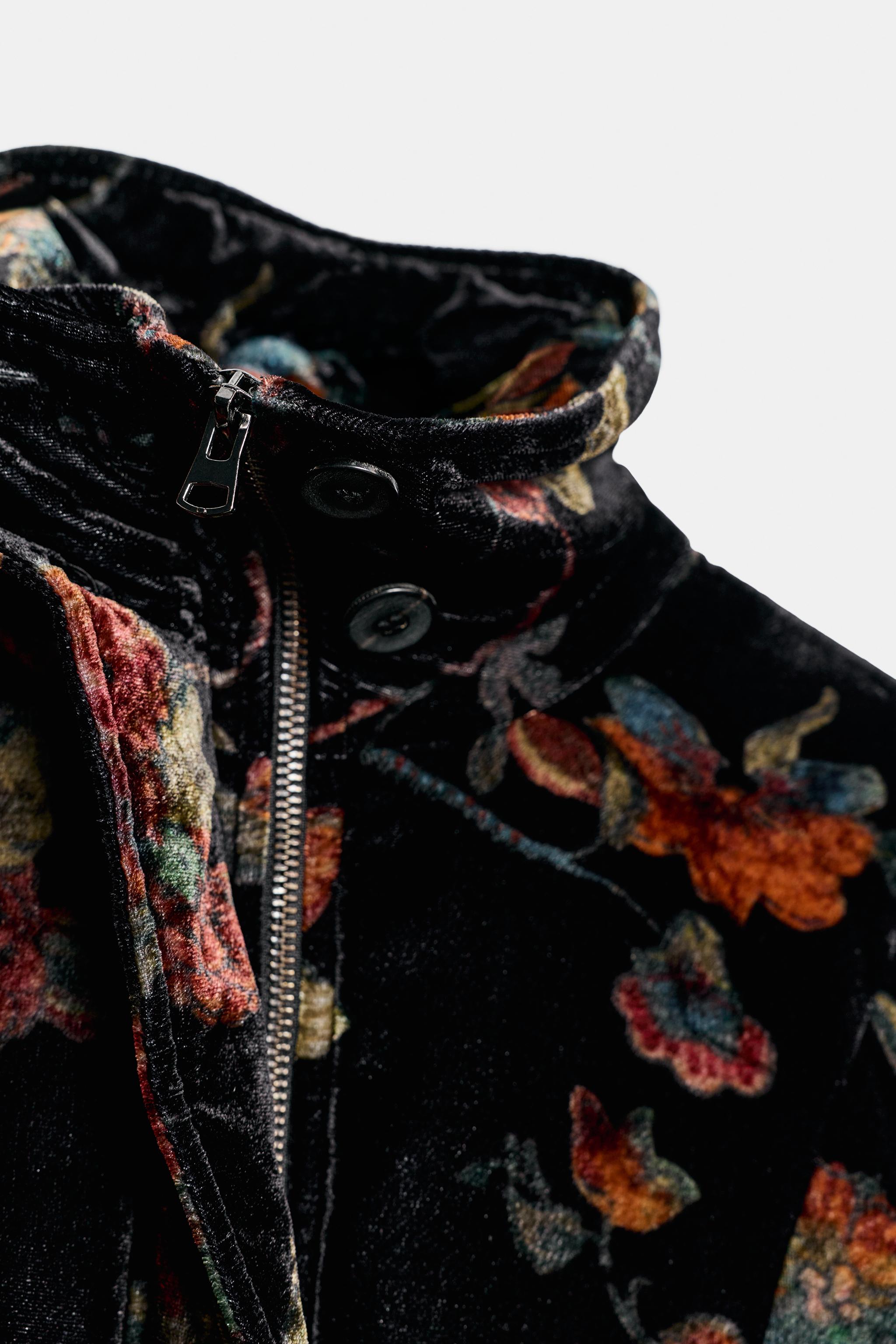 ZW COLLECTION PRINTED FLORAL VELVET BOMBER JACKET