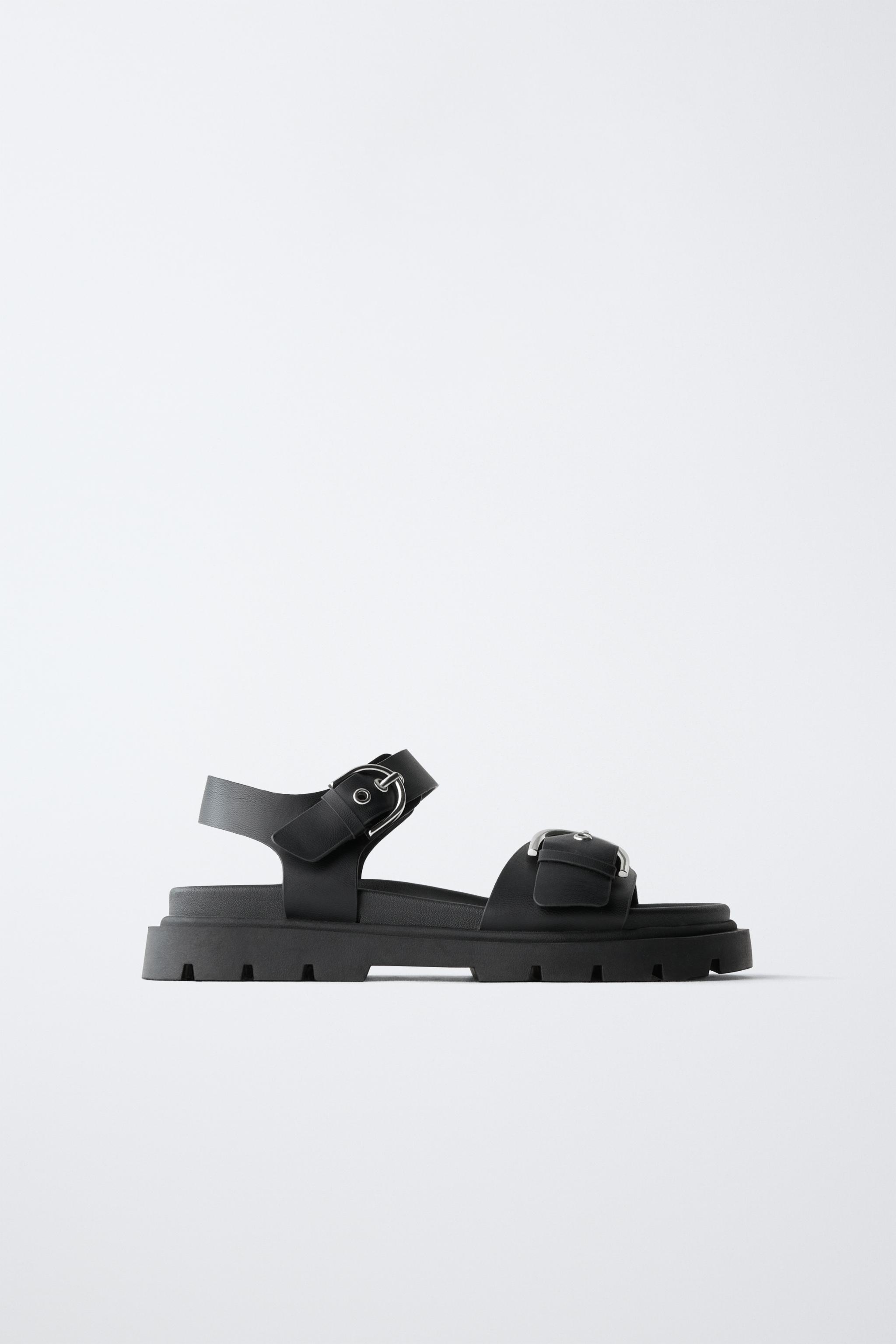 BUCKLED SANDALS — Black