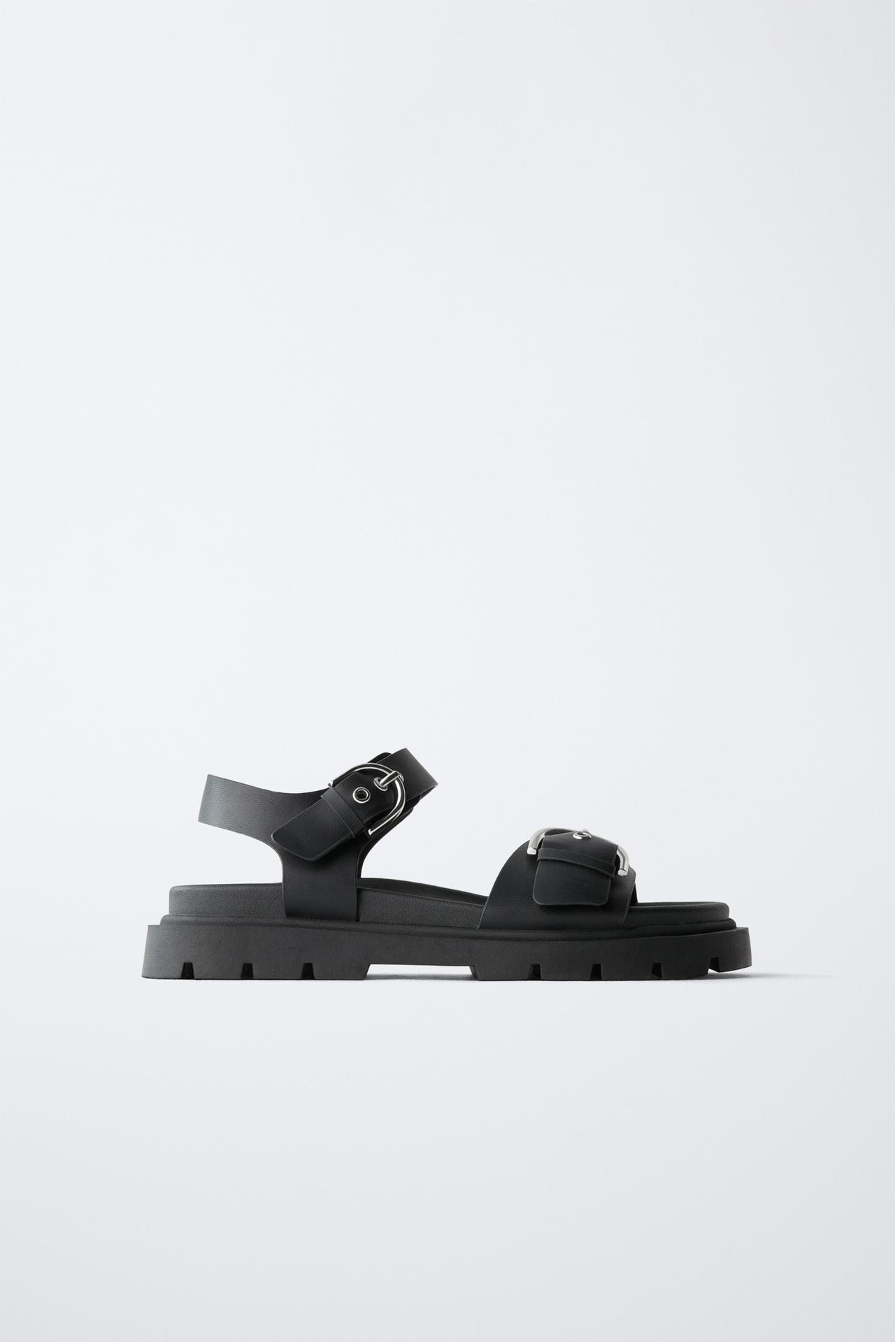 BUCKLED SANDALS — Black