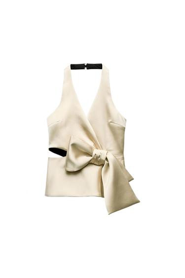 SATIN TOP WITH BOW