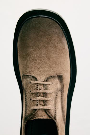 Zara THICK SOLE LEATHER SHOE - Brown