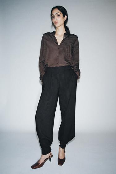 LEATHER SLINGBACK SHOES LIMITED EDITION - Brown by Zara
