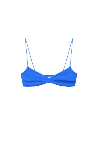 BIKINI TOP WITH TOPSTITCHING - Bluish by Zara