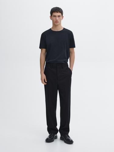 Camiseta 100% algodón mercerizado - Marino de Zara