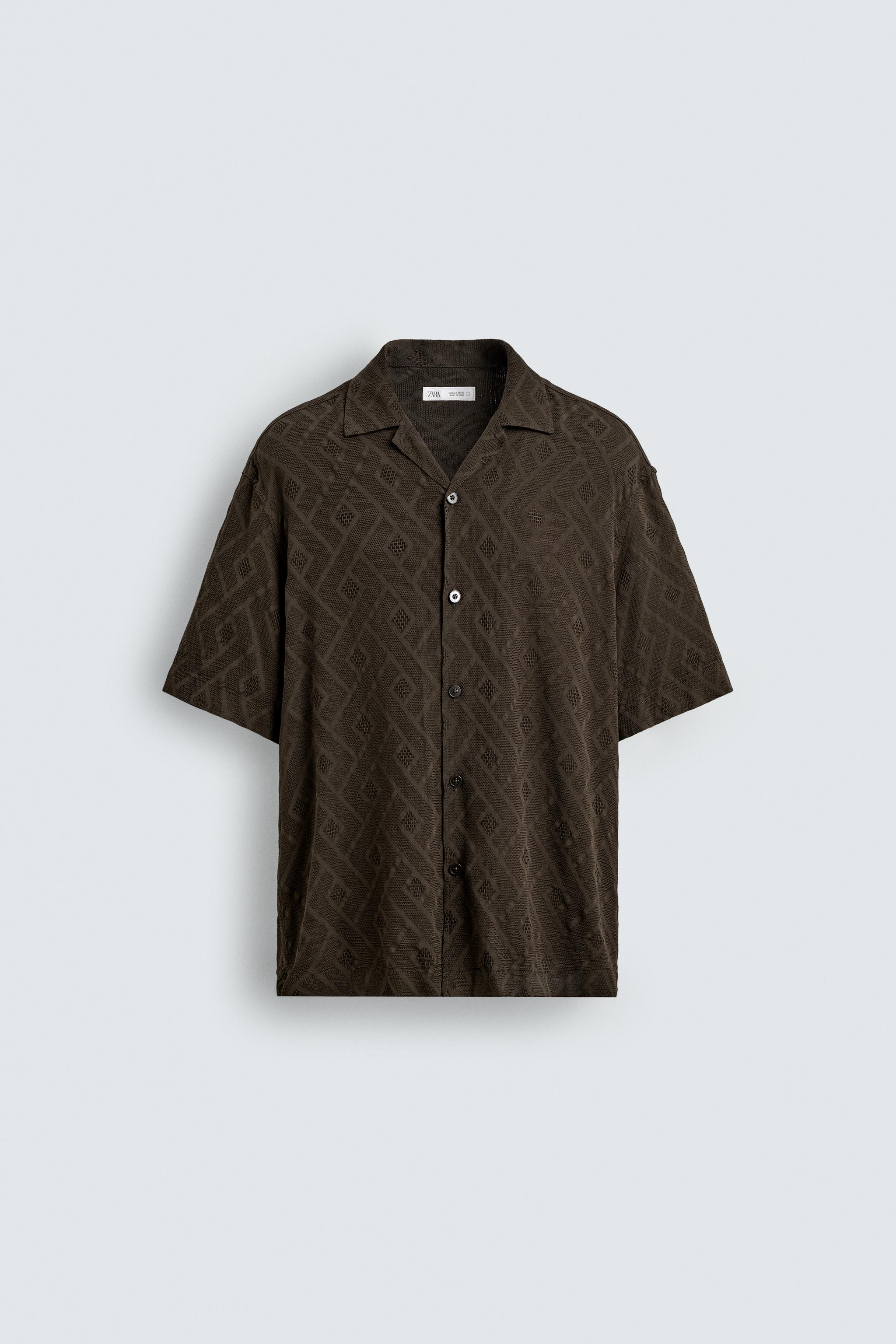 GEOMETRIC JACQUARD SHIRT - Brown | ZARA United States