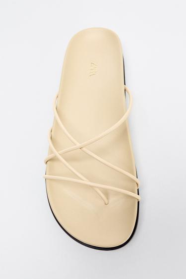 CROSSOVER STRAP SANDALS - Ecru White by Zara