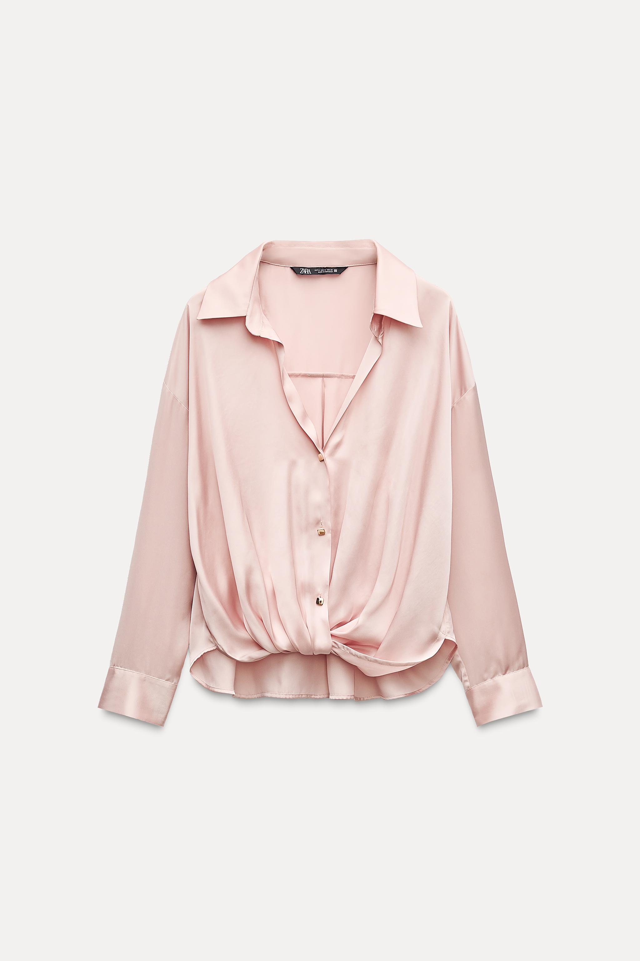 CAMISA SATINADA NUDO Rosa claro ZARA Mexico