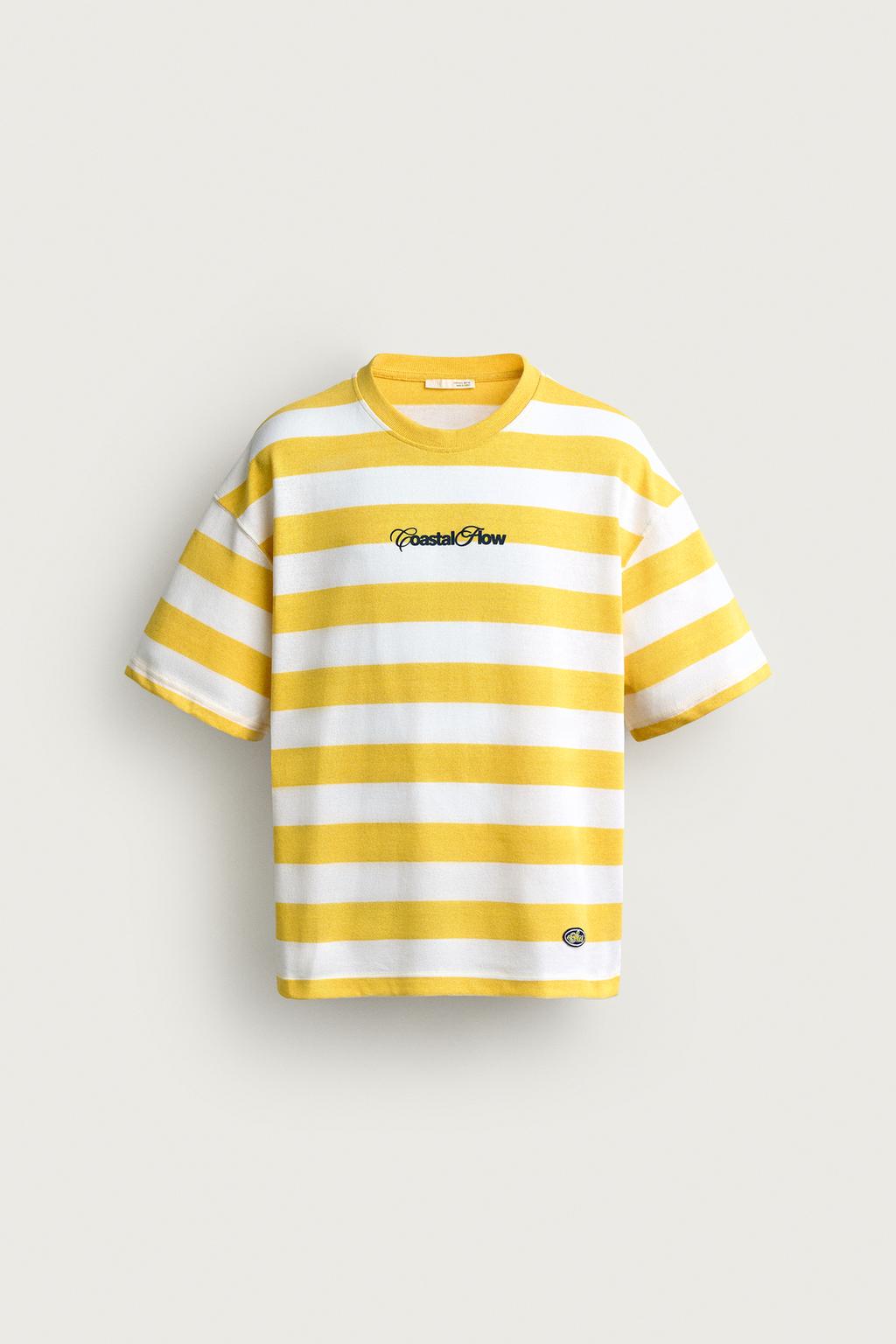 Relaxed Fit Striped Text T-shirt — Men's