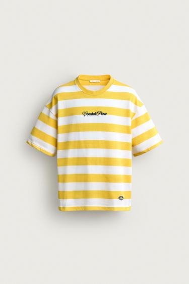 Zara RELAXED FIT STRIPED TEXT T-SHIRT - Printed
