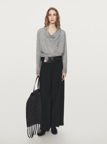 Zara Knit sweater with cowl neck - Gray marl - Image 0