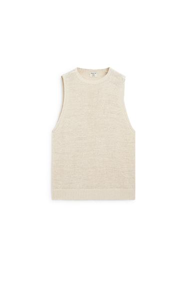 Zara STUDIO Silk-Blend Knit Halter Top - Ecru