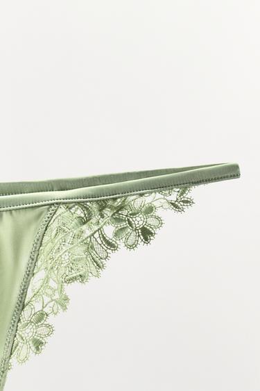 TANGA SATINÉ BRODÉ - Écru / Beige de Zara - Image 4