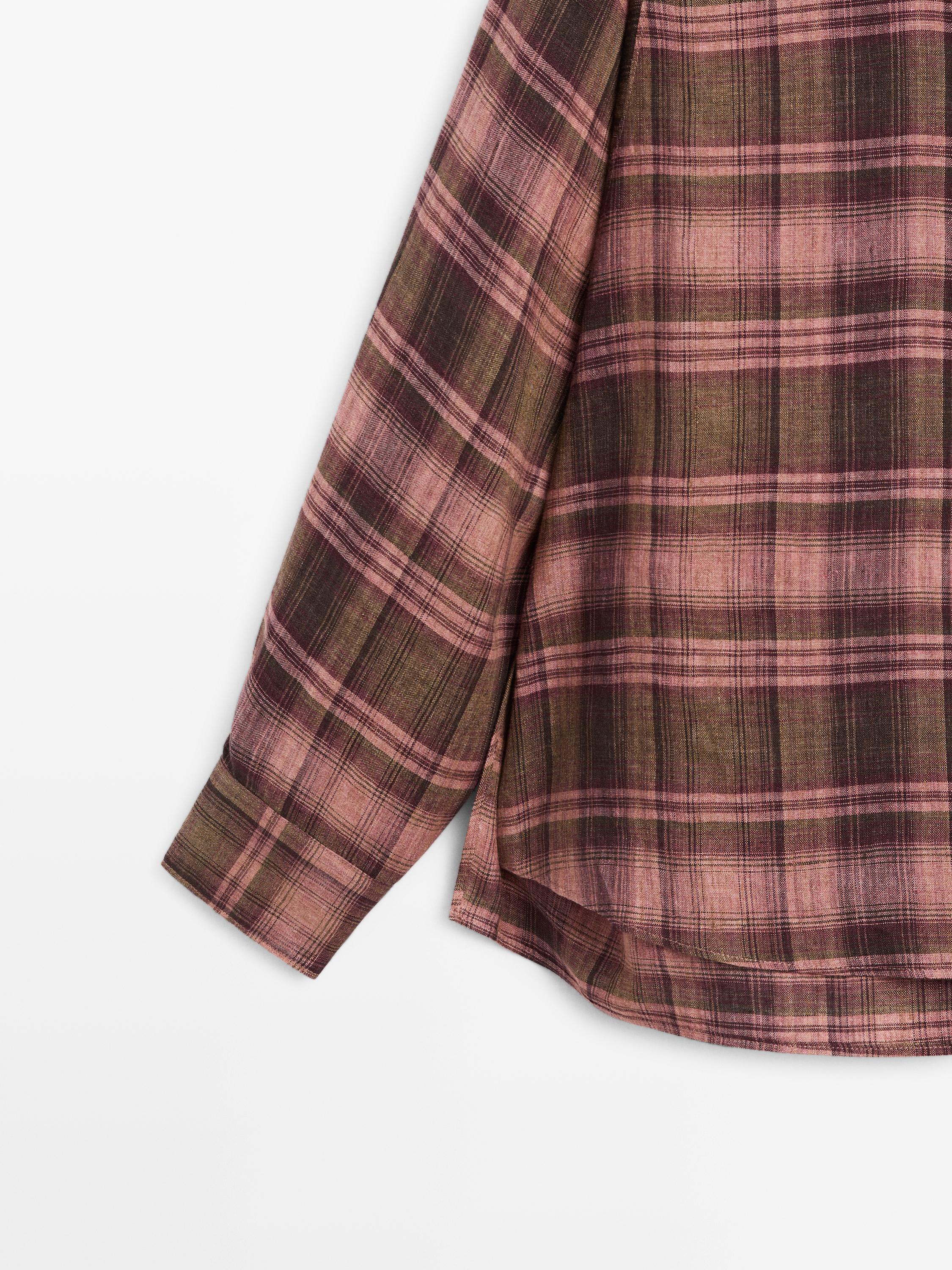 Flowing 100% linen check shirt