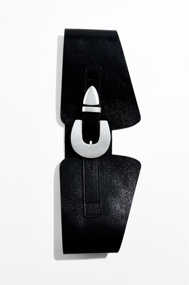 LEATHER SASH BELT - Black by Zara
