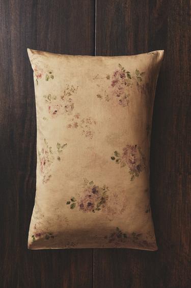 FLORAL PRINT SATEEN PILLOWCASE - Ochre by Zara - Image 5