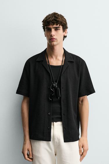 CHEMISE EN JACQUARD VELOURS BOUCLÉ - Noir de Zara