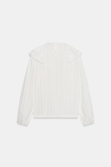 CHEMISE ROMANTIQUE À VOLANTS - Blanc cassé de Zara - Image 5