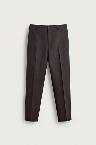 Zara WOOL BLEND SUIT PANTS - Brown