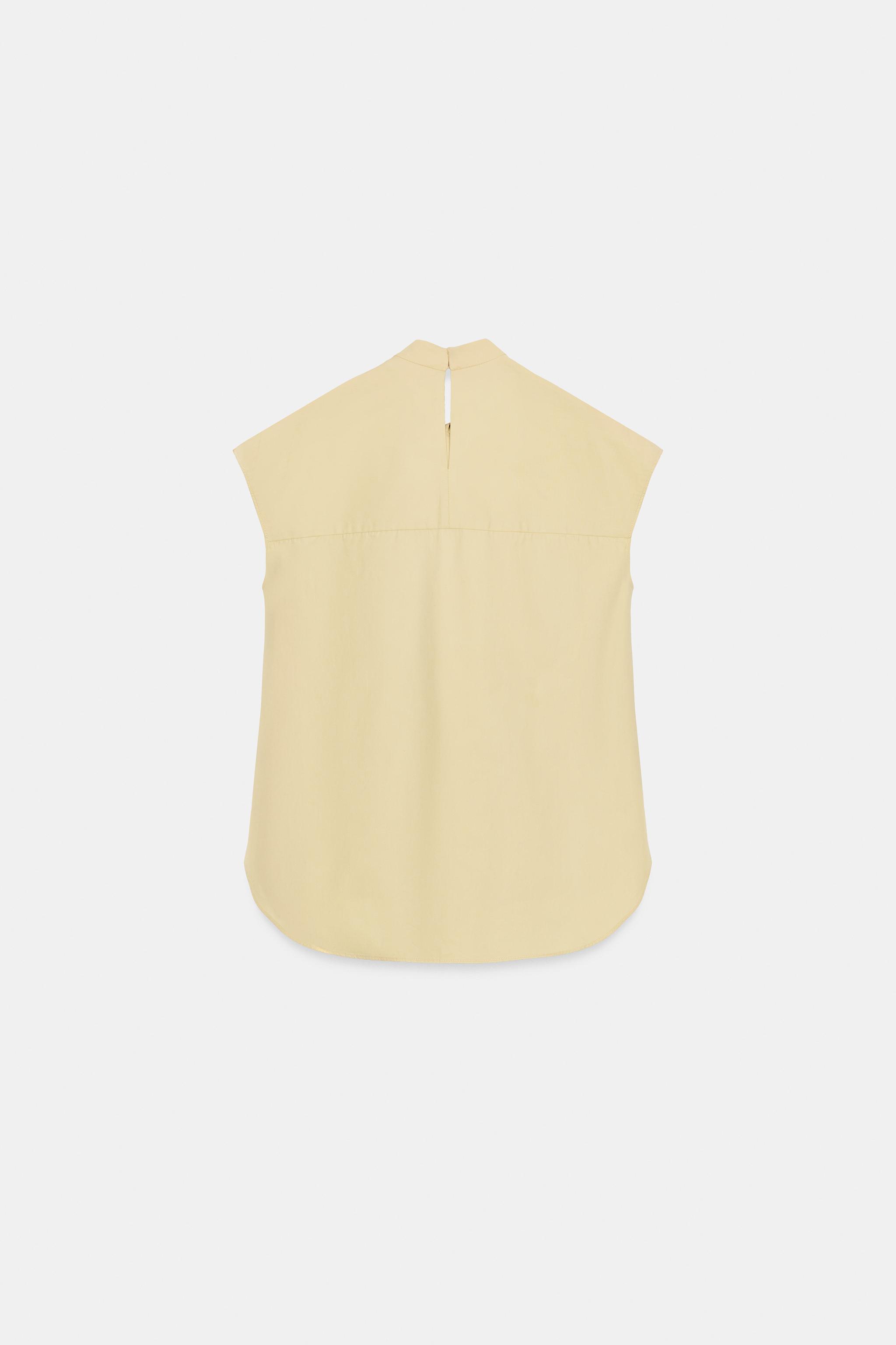 ZW COLLECTION STRIPED SHIRT WITH TIES - White / Sky blue | ZARA Canada