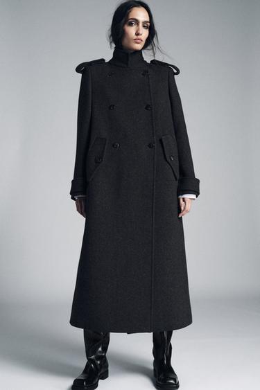 Zara LONG WOOL COAT ZW COLLECTION LIMITED EDITION - Gray marl