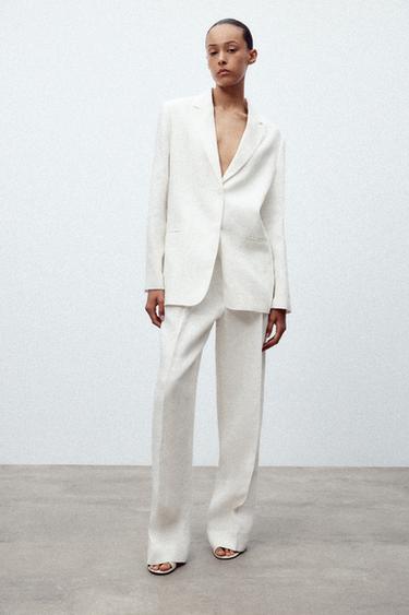 ZW COLLECTION LINEN BLEND BLAZER - White by Zara - Image 0