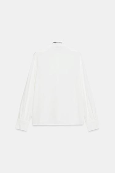 BLOUSE À VOLANTS ET NŒUD CONTRASTANT - Écru de Zara - Image 6