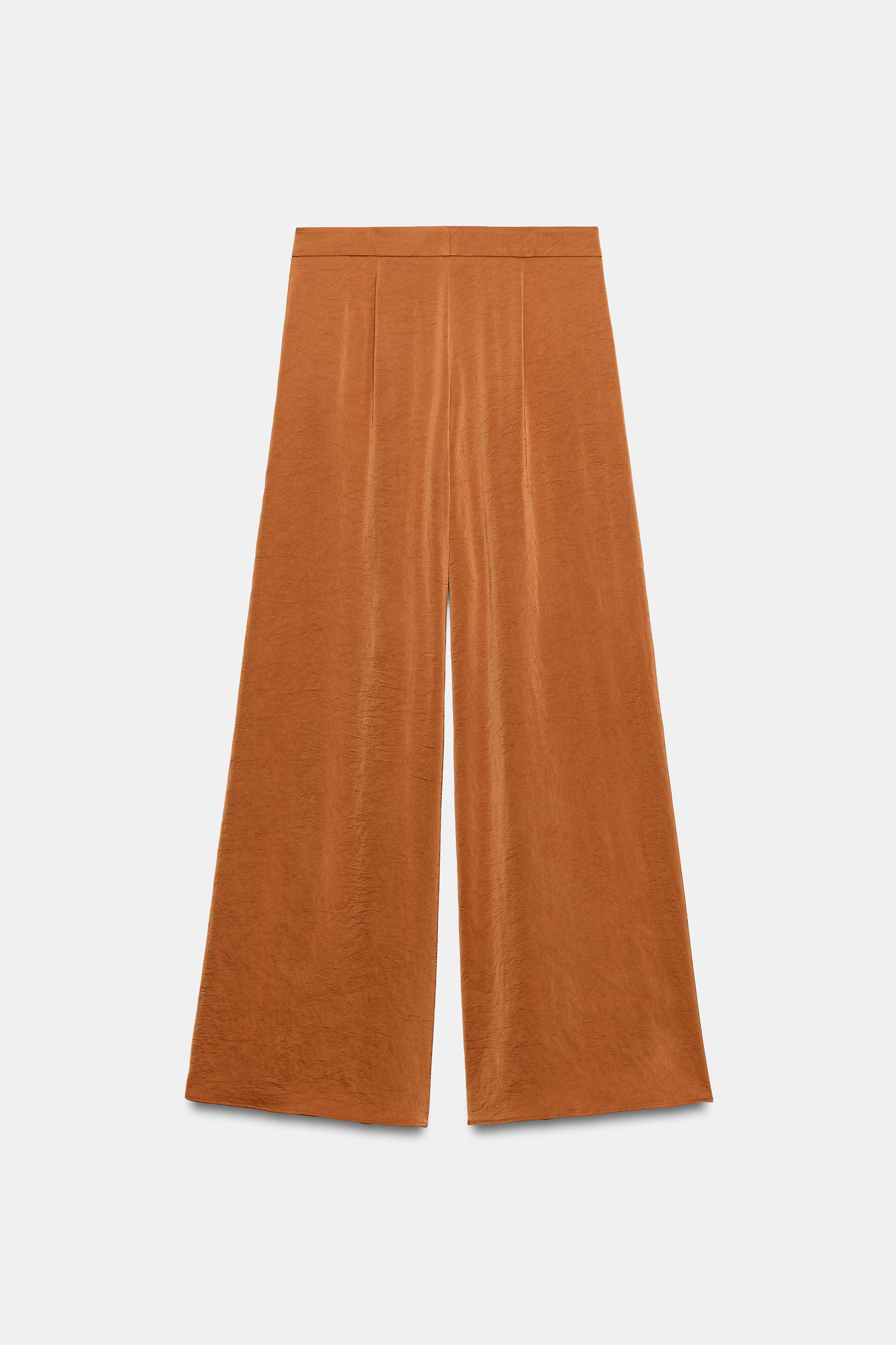 Женские брюки Zara WIDE-LEG RUFFLED FLOWY TROUSERS — фото 6