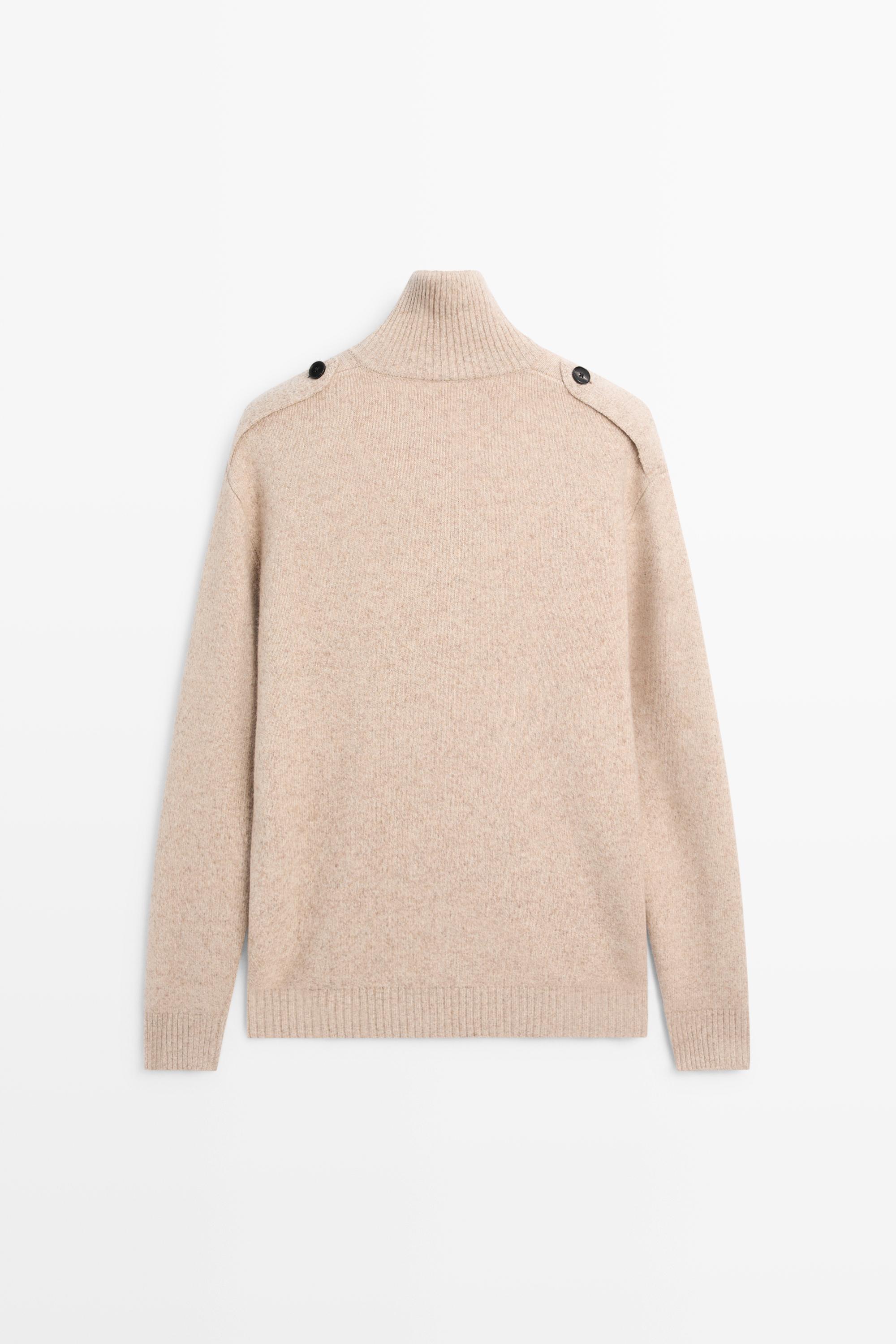 Pull en maille à col montant zippé