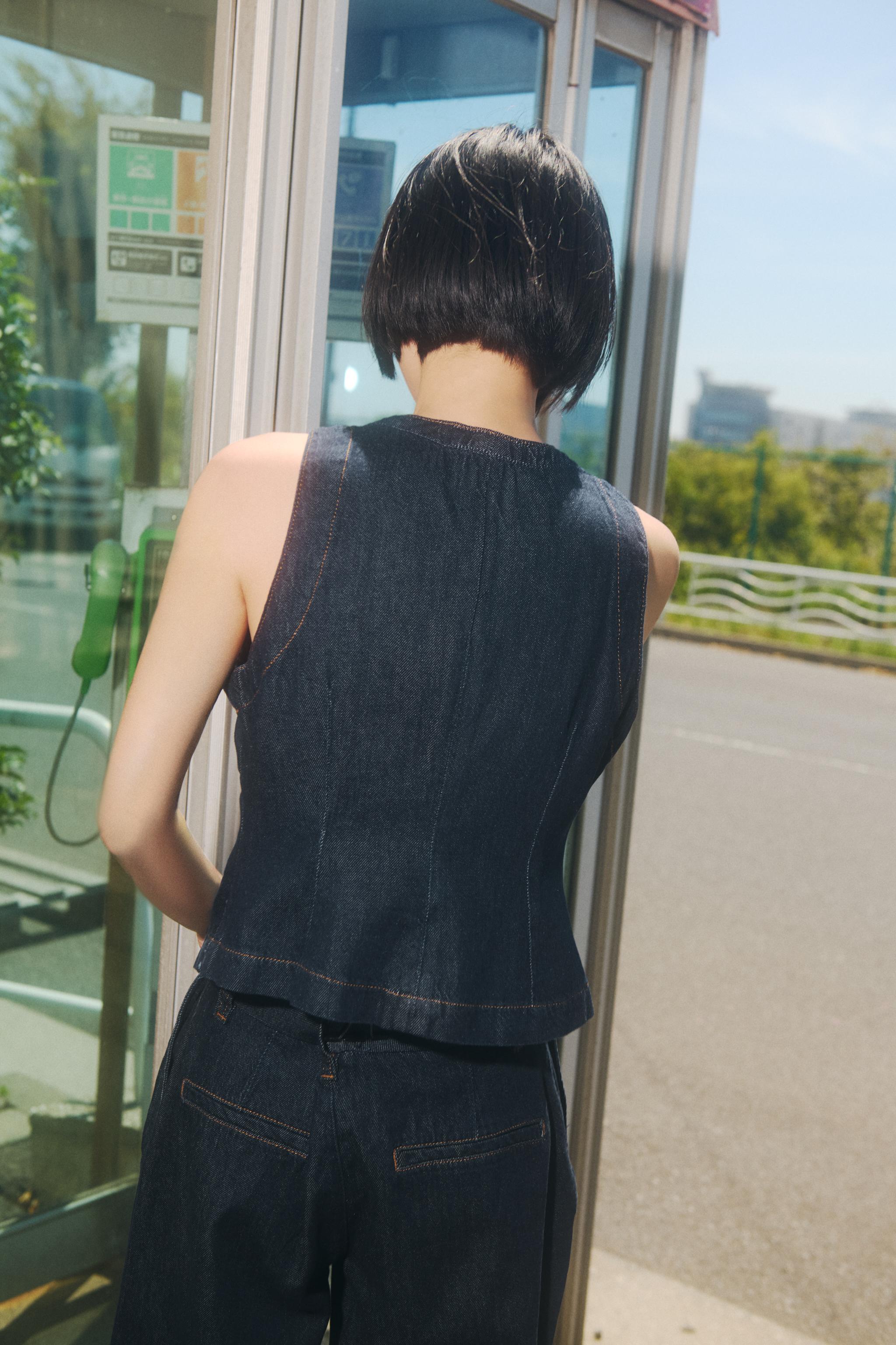 Z1975 デニム テーラードベスト - ブルー | ZARA Japan / 日本