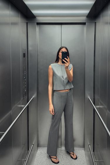 FLARED TROUSERS WITH SEAM - Grey by Zara - Image 0