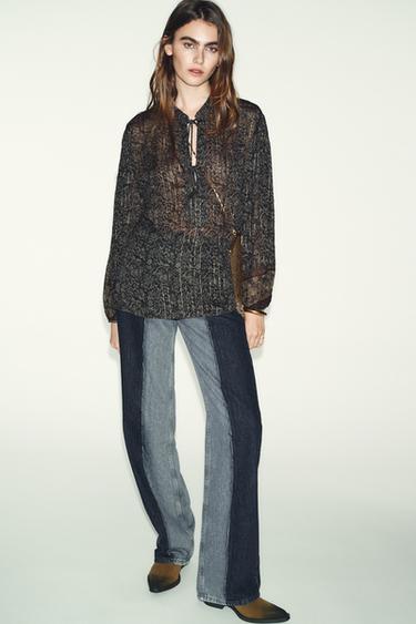 METALLIC THREAD PRINTED BLOUSE - Multicoloured by Zara