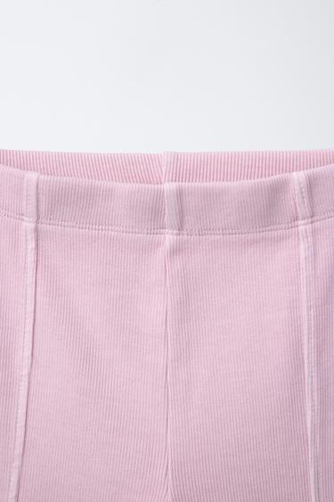 WASHED-EFFECT RIBBED CYCLING LEGGINGS - Faded pink by Zara - Image 4