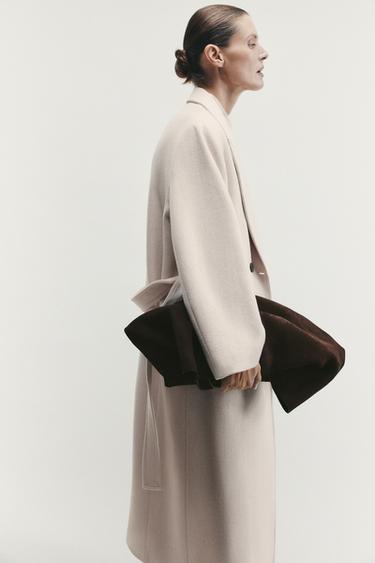MANTEAU LONG AVEC CEINTURE ET LAINE - Beige de Zara - Image 2