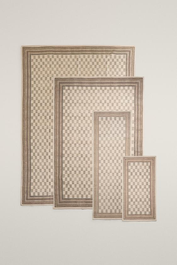 Zara COTTON BLOCK PRINT RUG - Multicolored - Image 0