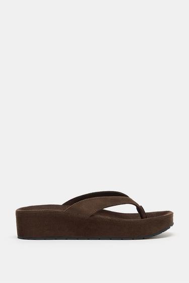 PLATFORM SANDALS WITH STRAP - Brown by Zara