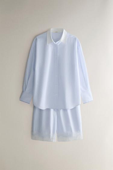 STRIPED SHIRT WITH COLLAR - Blue by Zara - Image 3